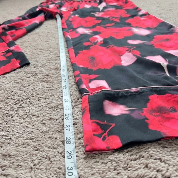 Victoria’s Secret Black Red Floral Satin Wide-Leg Pajama Pants Women’s Size XL - Picture 8 of 14